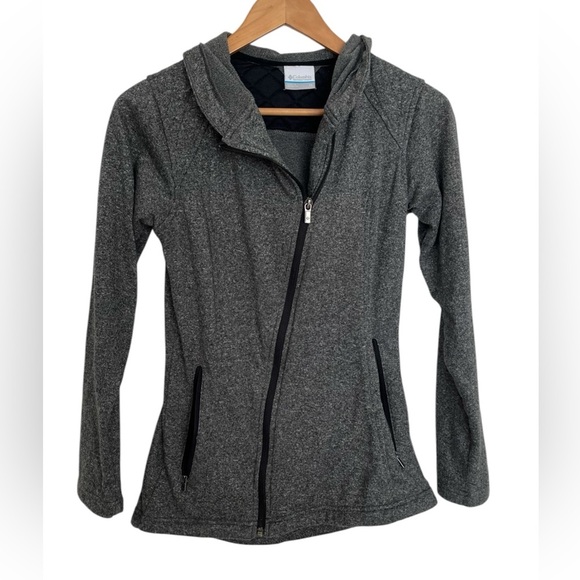 Columbia gray assymetric Fleece Hoodie zip up size XS - Picture 1 of 6